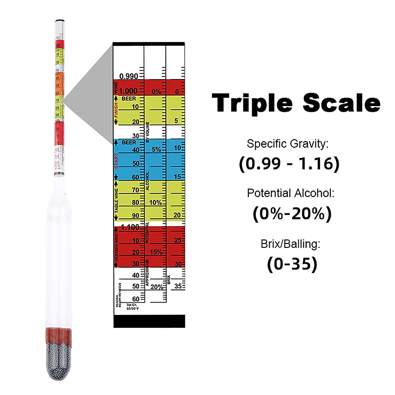 Hydromètre triple échelle pour - Wine Beer Cider avis et prix